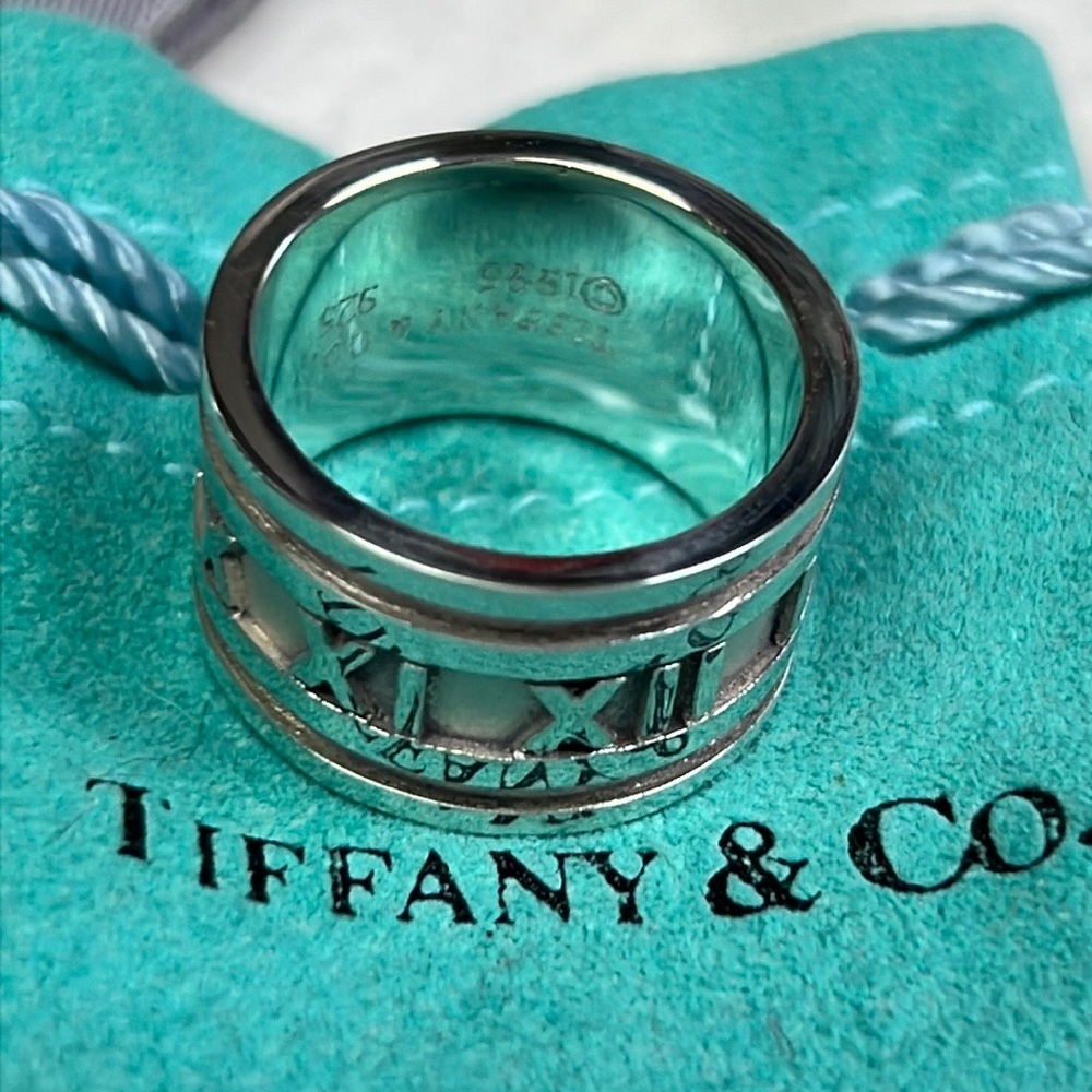 TIFFANY & CO. Atlas 1995 Roman Number Wide SV 925 Ring Silver  sz:7